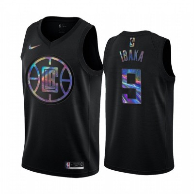 Nike Los Angeles Clippers #9 Serge Ibaka Men's Iridescent Holographic Collection NBA Jersey - Black Men's